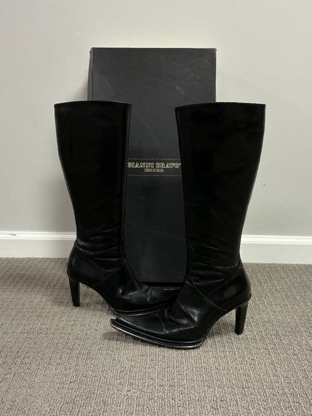 Gianni Bravo black leather boots. Women’s Size EU 37/US 6.5-7.